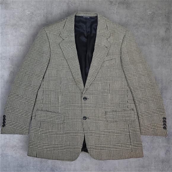 Burberrys‎ Blazer Plaid Wool Two Button Classic Sport Coat Jacket Size 48R - Picture 1 of 16